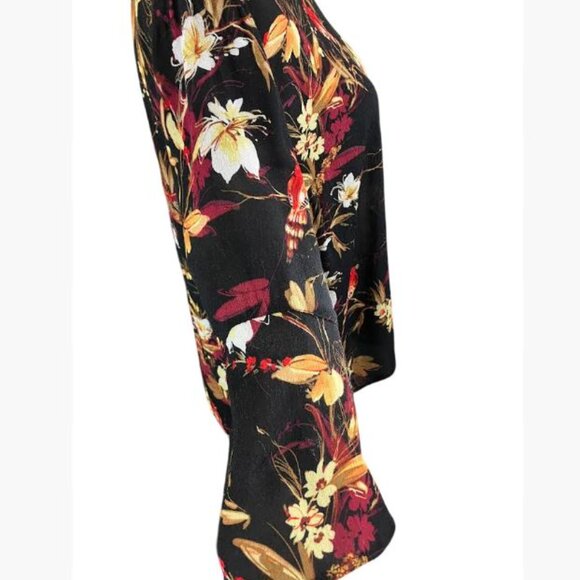 J Jill Multicolor Floral and Bird Motif Casual to Dressy Blouse  Size XS  EUC - Picture 5 of 11